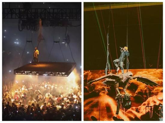 都是认真的演唱会 左:侃爷 2016 Saint Pablo Tour 右:TS 2017 Birds Eye View Tour