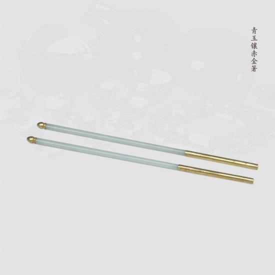 清 青玉镶赤金箸