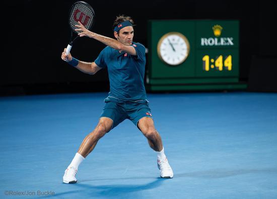 劳力士代言人罗杰•费德勒(ROGER FEDERER)于2019年澳大利亚网球公开赛©Rolex Jon Buckle(3)