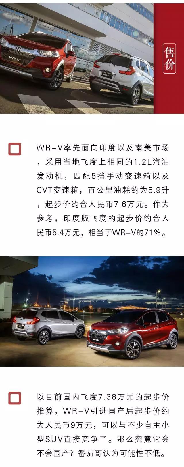 最便宜的合资SUV？全新本田WR-V预计8万起！