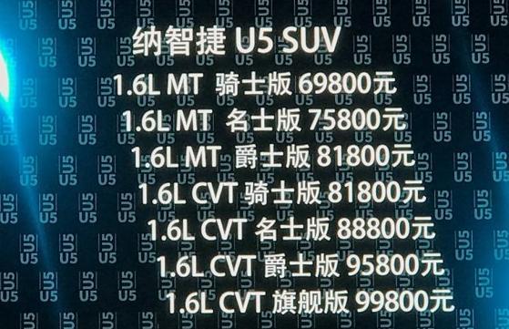 纳智捷U5正式上市，最低起售价不到7万，台湾人终于放手一搏了！
