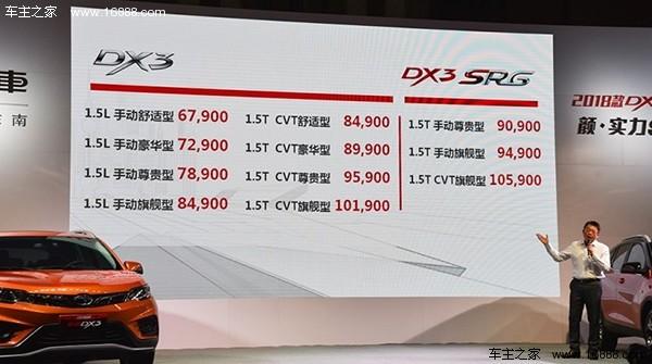 2018款东南DX3上市 售6.79-10.59万元