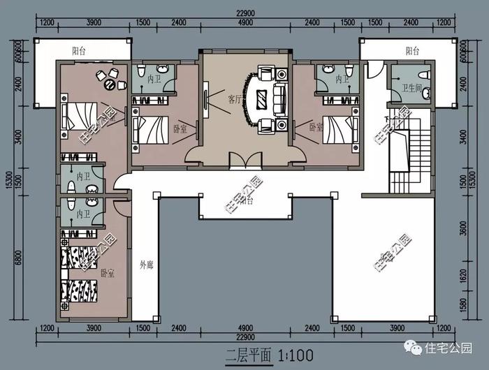 21x13米现代三合院，外观加布局共12种组合，6室3厅带堂屋最好？