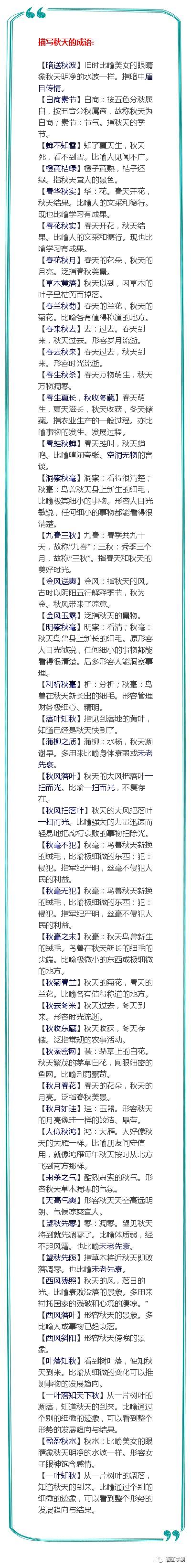 形容不同事物的4字成语大全——老师极力推荐，值得收藏和打印！