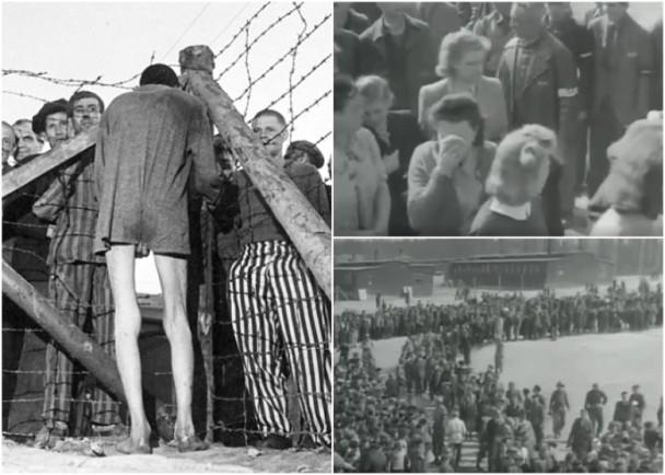 二战盟军攻占德国后开放集中营让德国平民参观，妇女看后痛哭吓晕