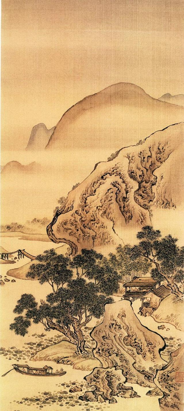 珍品旧蔵* 清代古画清代袁江【阿房宮景圖】 景畫宣紙古董品古美術古賞