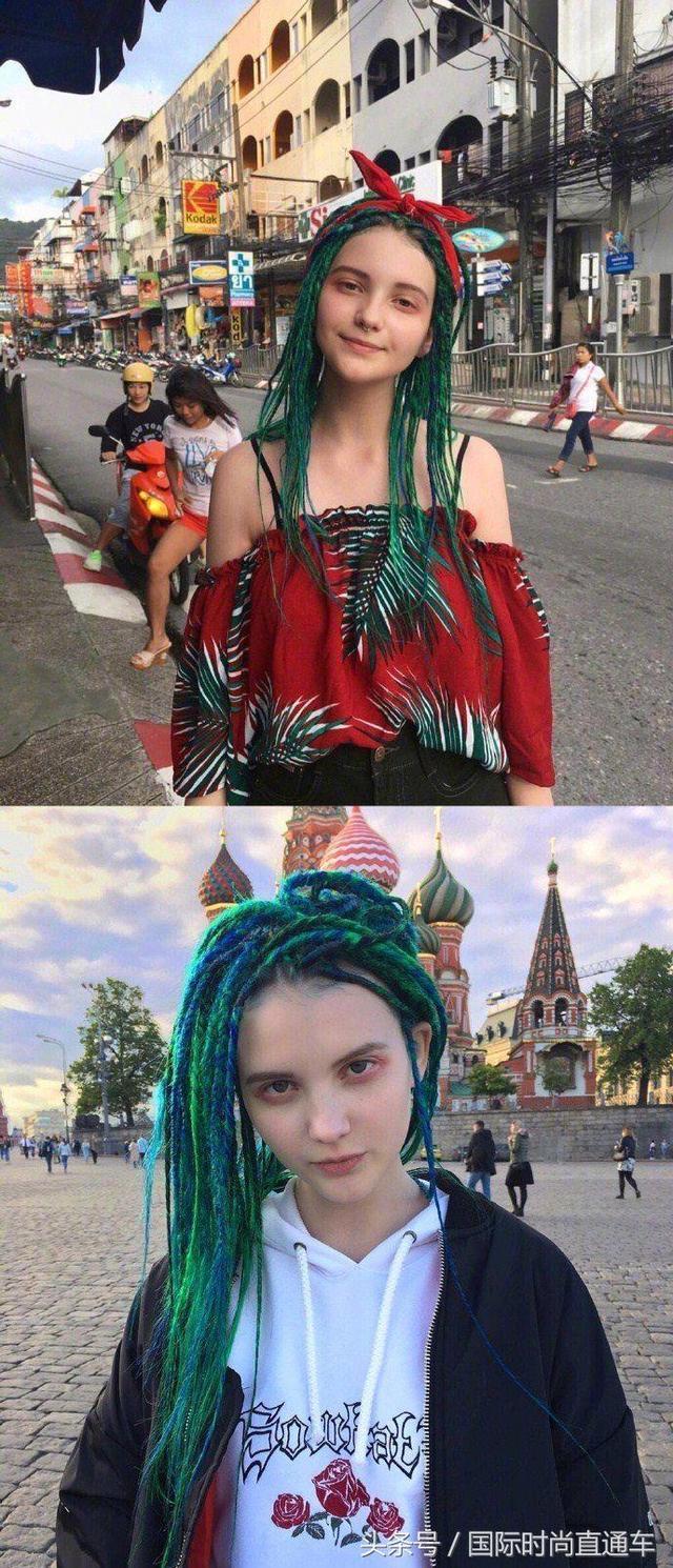 乌克兰女孩Katie 发型发色可以说是酷到爆炸了