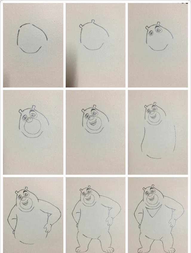 简笔画——熊出没熊二的画法