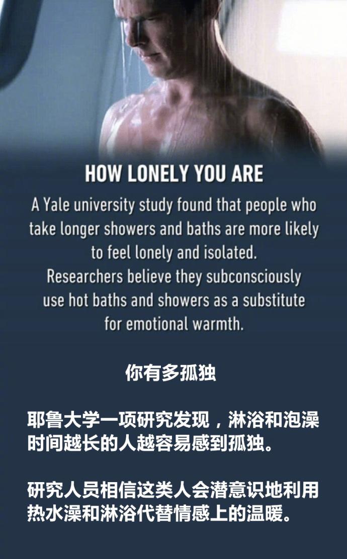 囧哥:研究发现洗澡时间越长的人越孤独