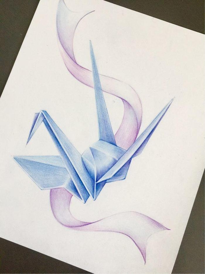 如何画出一只会“飞”的千纸鹤