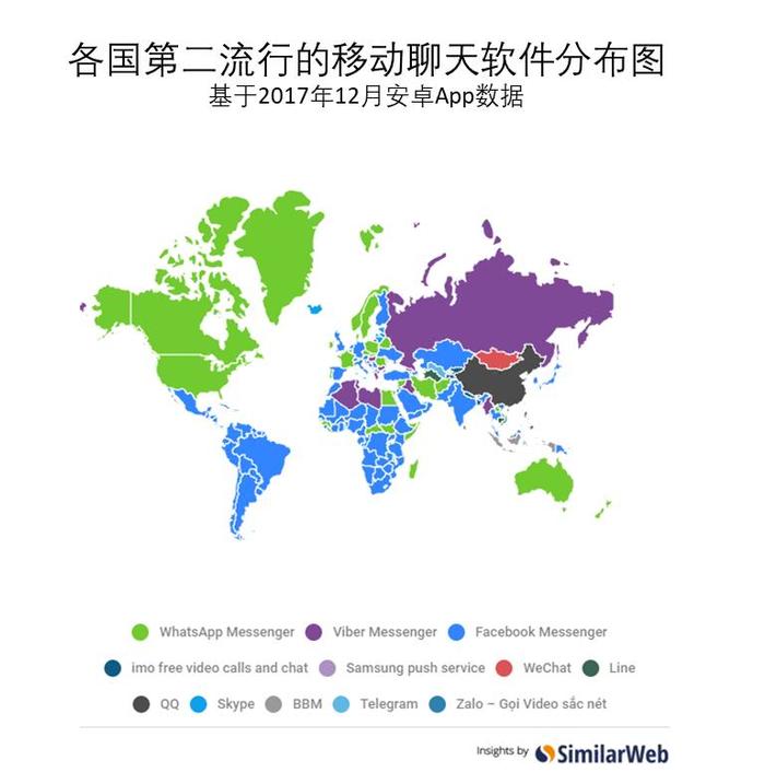 全球移动聊天软件分布地图