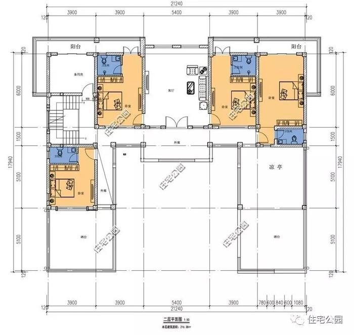 21x13米现代三合院，外观加布局共12种组合，6室3厅带堂屋最好？