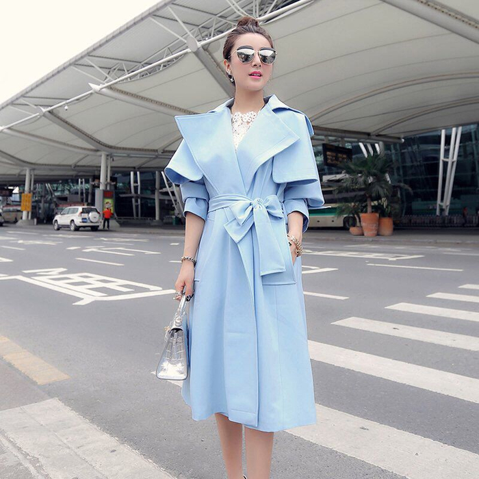 风衣外套搭配就选收腰款,无论长短准没错