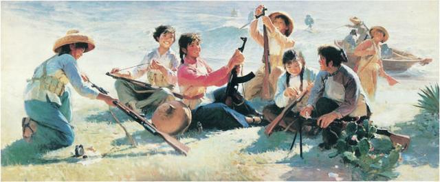 早期女民兵题材美术作品赏析：飒爽英姿五尺枪，不爱红装爱武装