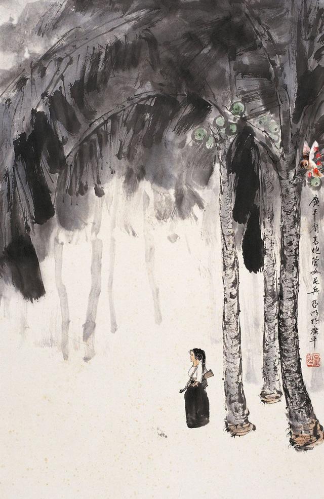 早期女民兵题材美术作品赏析：飒爽英姿五尺枪，不爱红装爱武装