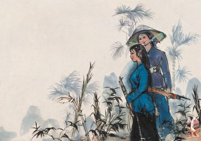 早期女民兵题材美术作品赏析：飒爽英姿五尺枪，不爱红装爱武装