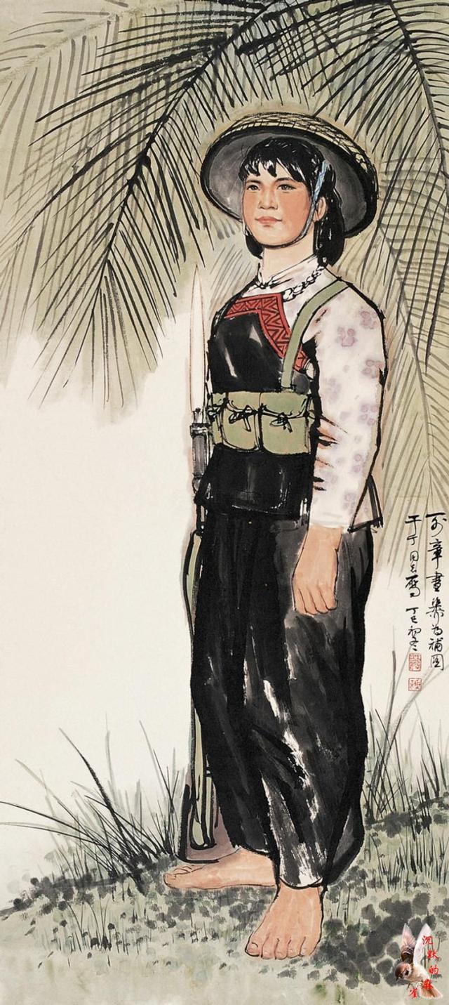 早期女民兵题材美术作品赏析：飒爽英姿五尺枪，不爱红装爱武装