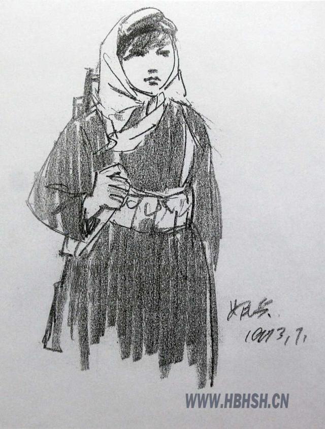 早期女民兵题材美术作品赏析：飒爽英姿五尺枪，不爱红装爱武装