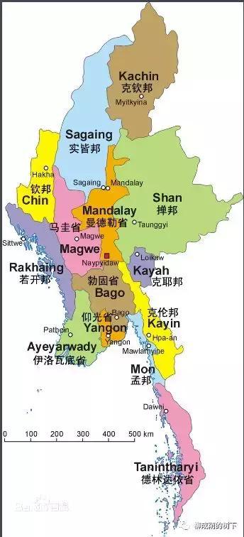 世界地理第72篇：东南亚之中南半岛5国主要省份和城市分布图