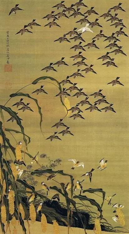 日本著名画家画的中国花鸟画