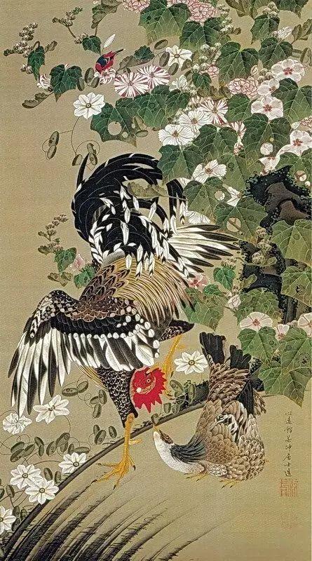 日本著名画家画的中国花鸟画