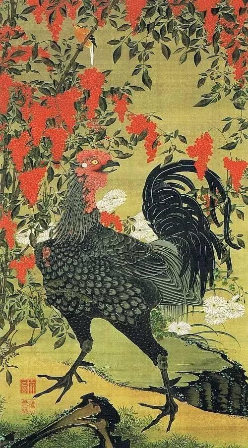 日本著名画家画的中国花鸟画