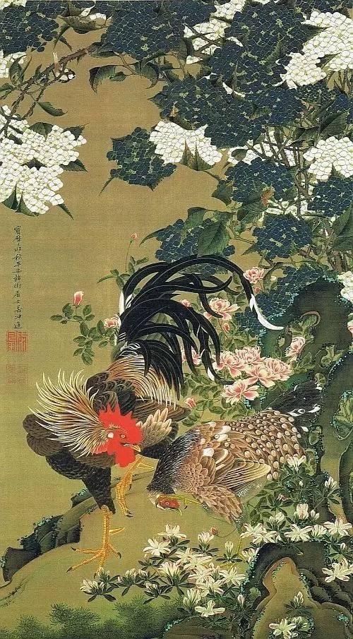 日本著名画家画的中国花鸟画