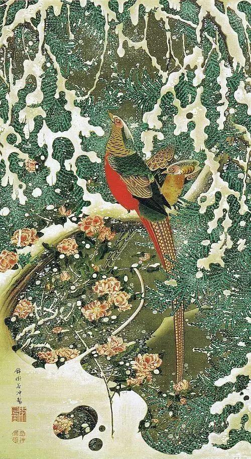 日本著名画家画的中国花鸟画