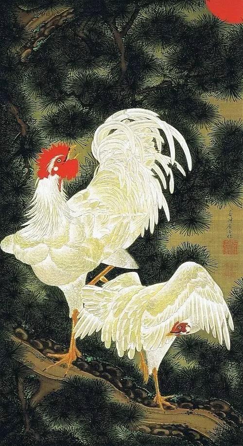 日本著名画家画的中国花鸟画