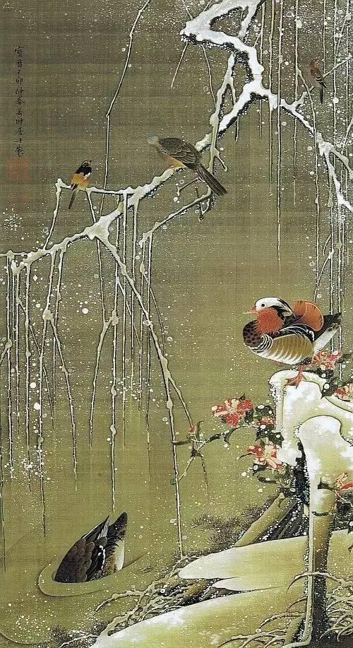 日本著名画家画的中国花鸟画