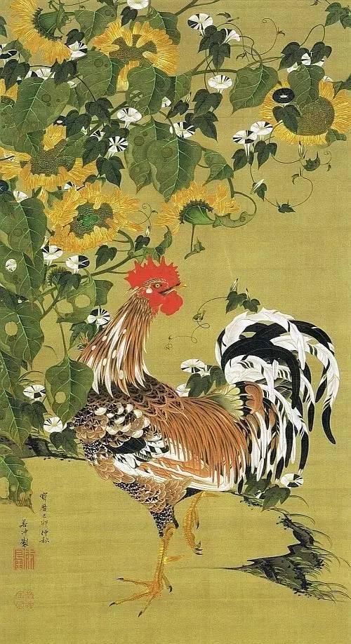 日本著名画家画的中国花鸟画