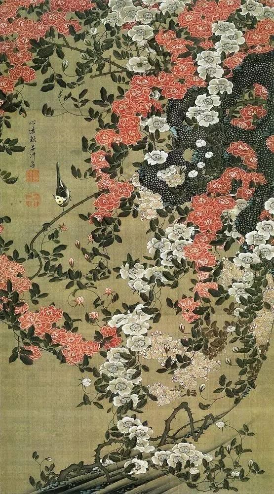 日本著名画家画的中国花鸟画