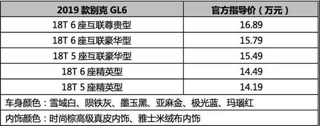 2019款别克GL6售14.19万起 搭全新互联技术