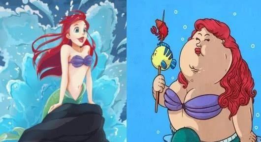 迪士尼公主变成“大饼脸”后，美人鱼胖了100斤，贝儿更惊艳了