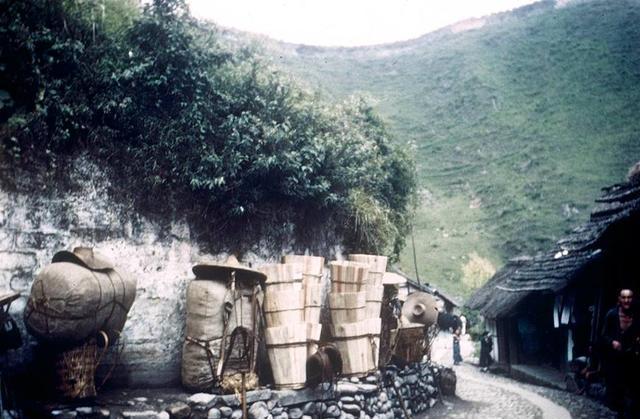 老照片：天府之源灌县1944年，都江堰安澜索桥