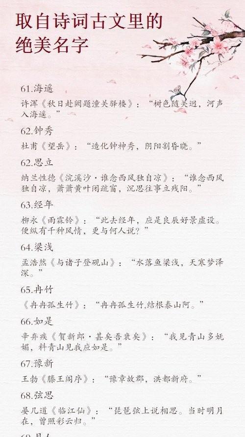 宝宝起名系列：取自诗词古文里的绝美名字