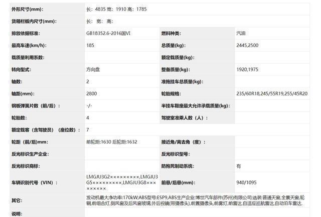 换装231马力发动机外观小改，中期改款广汽传祺GS8亮相工信部