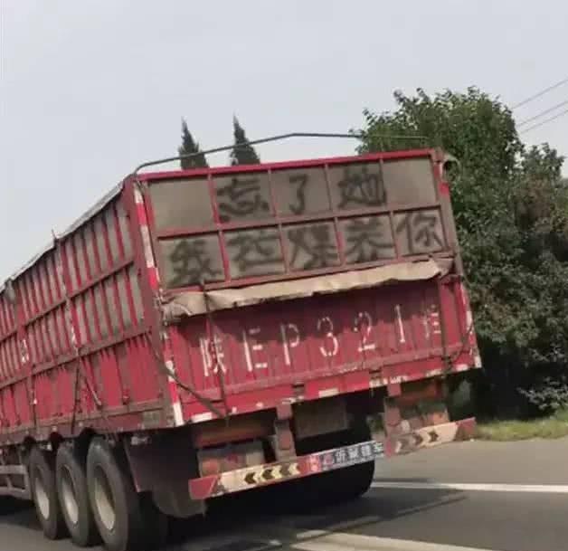 高速偶遇一大货车，看到车尾的8个字后，网友：这车主真拽！