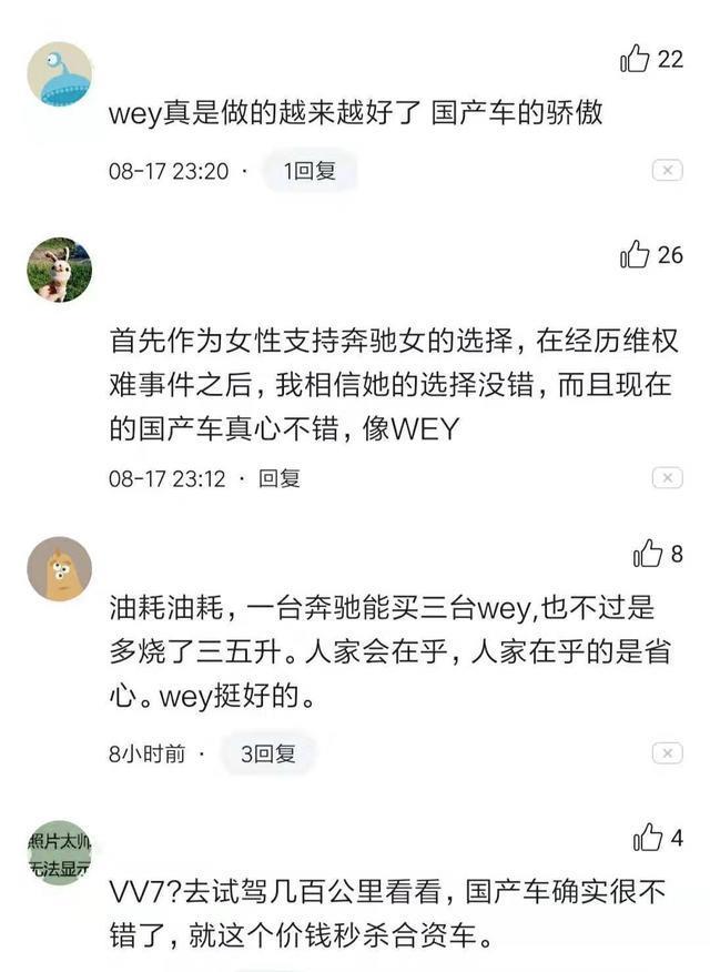 汽车界上演一出好戏，奔驰女车主终于换掉头衔改名WEY VV7