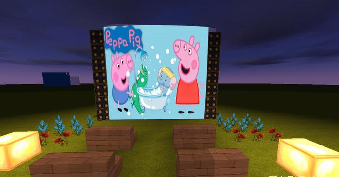 迷你世界：水也能造电视？大神3秒造水晶屏幕，播放“小猪佩奇”