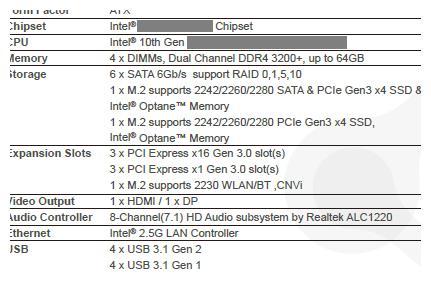 Intel十代酷睿主板规格曝光：没有PCIe 4.0