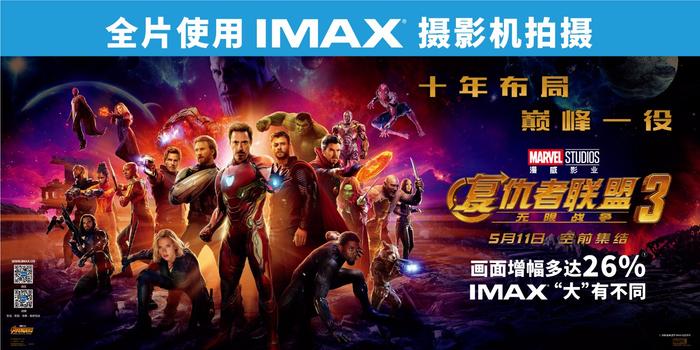 漫威《复仇者联盟3：无限战争》创IMAX中国史上最高票房