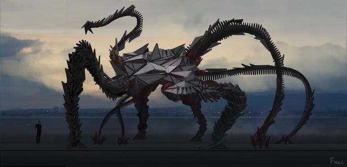 《环太平洋2》曝概念图，反派机甲造型，小型触手系怪兽撕裂者