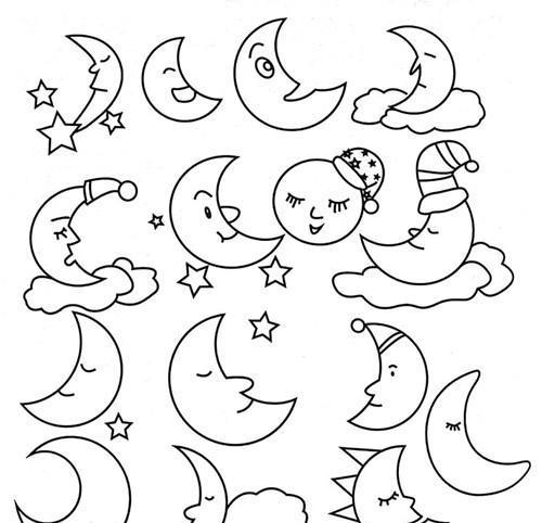 033太阳月亮星星和云宝宝的儿童简笔画应该怎么画呢，看看这里吧
