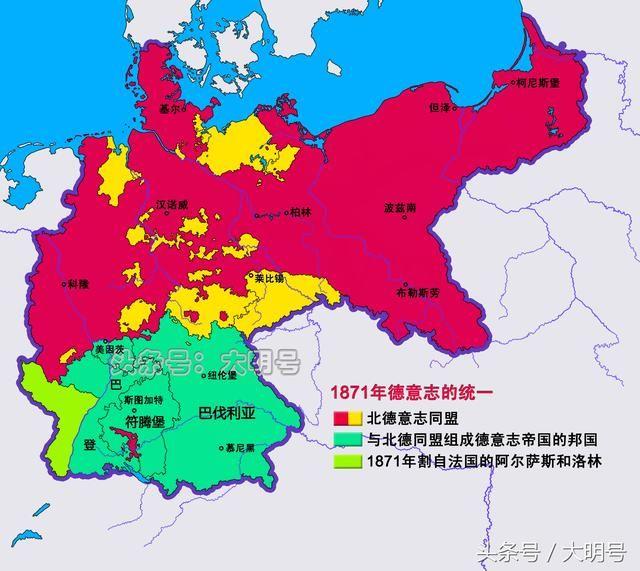 德国历史地图系列从普鲁士到德国的变迁，1815年至1871年