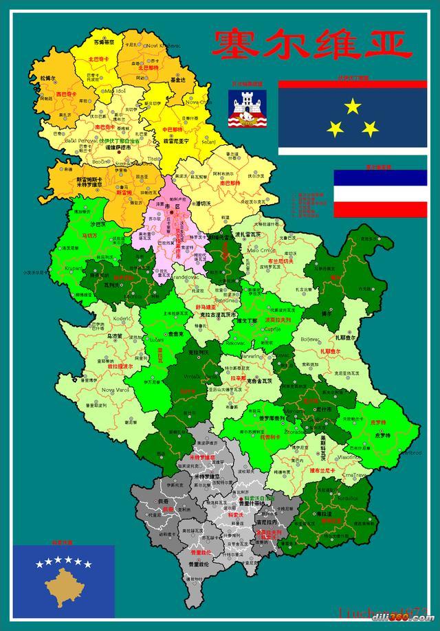 被肢解后的塞尔维亚高清地图