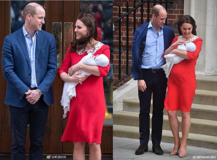 凯特王妃抱新生儿现身，穿红裙好抢眼，网友：刚生完就穿高跟鞋？