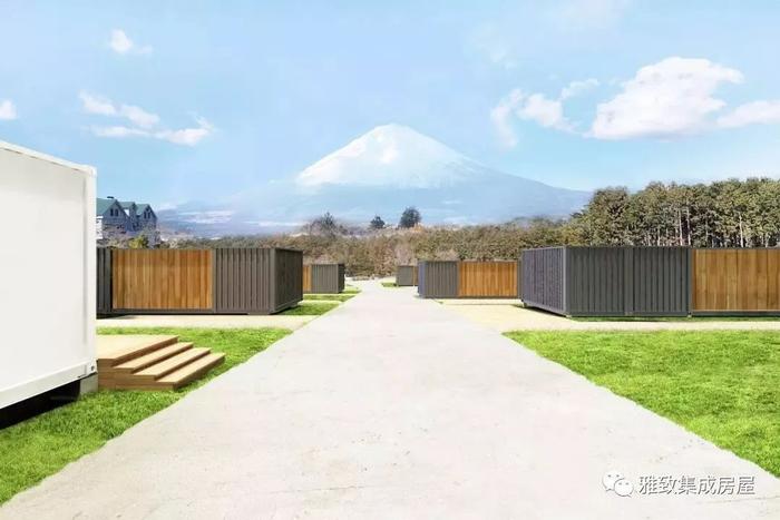 在富士山下的预制模块化露营酒店里，欣赏日本最高山峰的美景