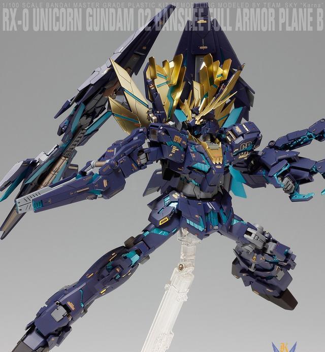 高达模型 MG RX-0全武装报丧女妖 改造喷涂