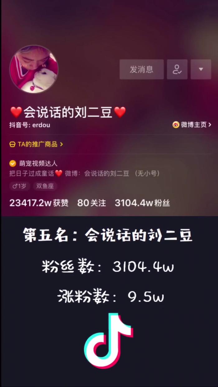 抖音上面粉丝排行最多的几个人，第一名拥有8838万粉丝